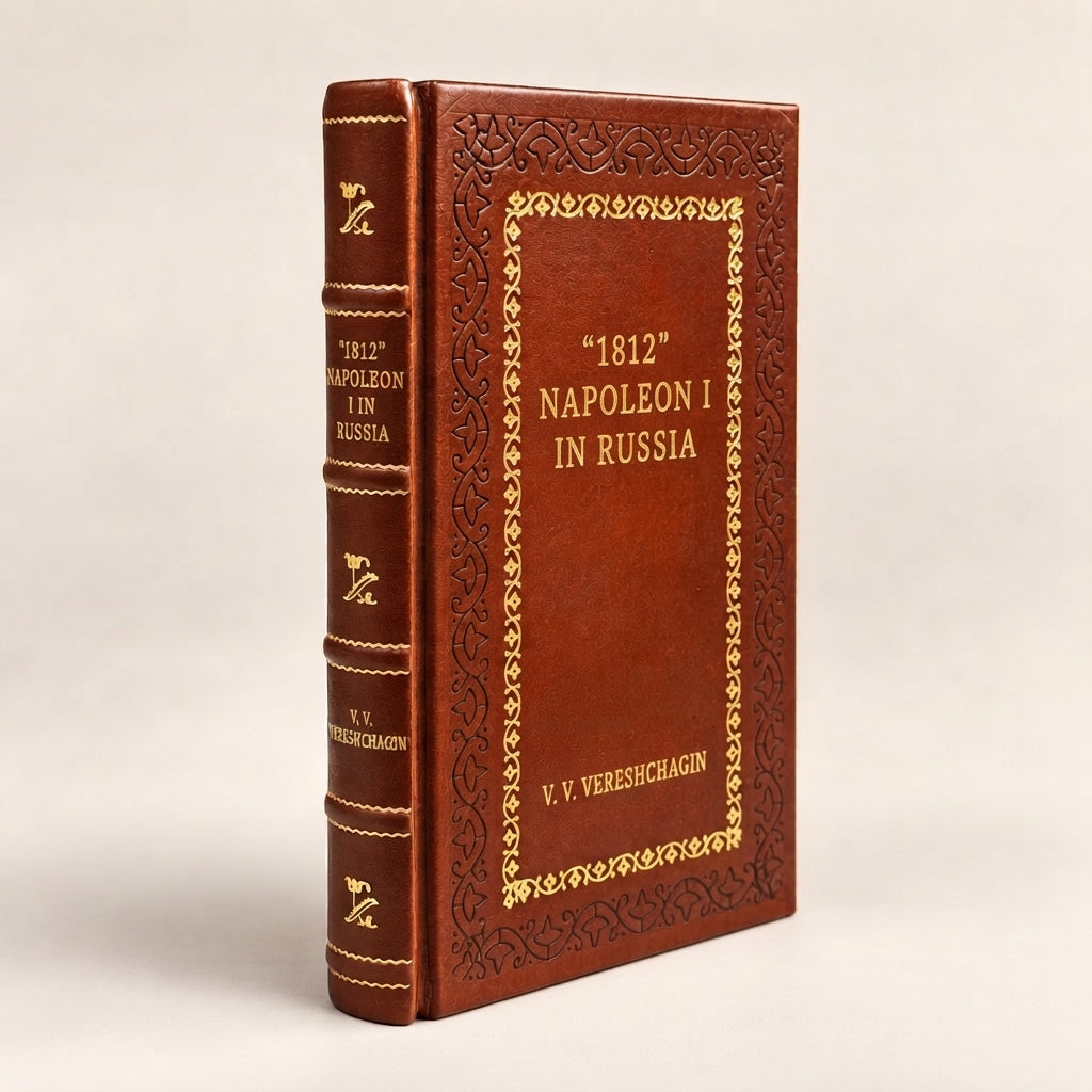 "1812": Napoleon I in Russia by V. V. Vereshchagin leather-bound edition with gold-tone foil spine