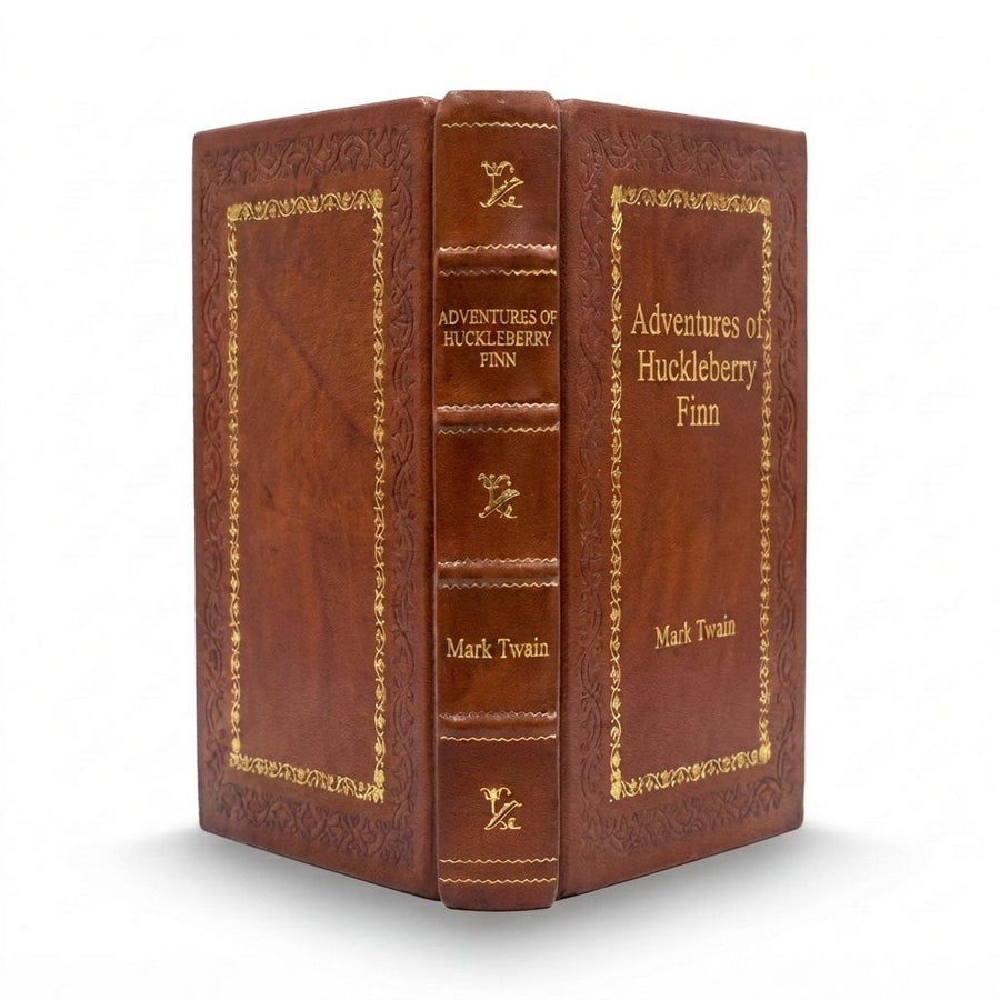 Adventures of Huckleberry Finn by Mark Twain — handcrafted leather bound edition with gold embossing