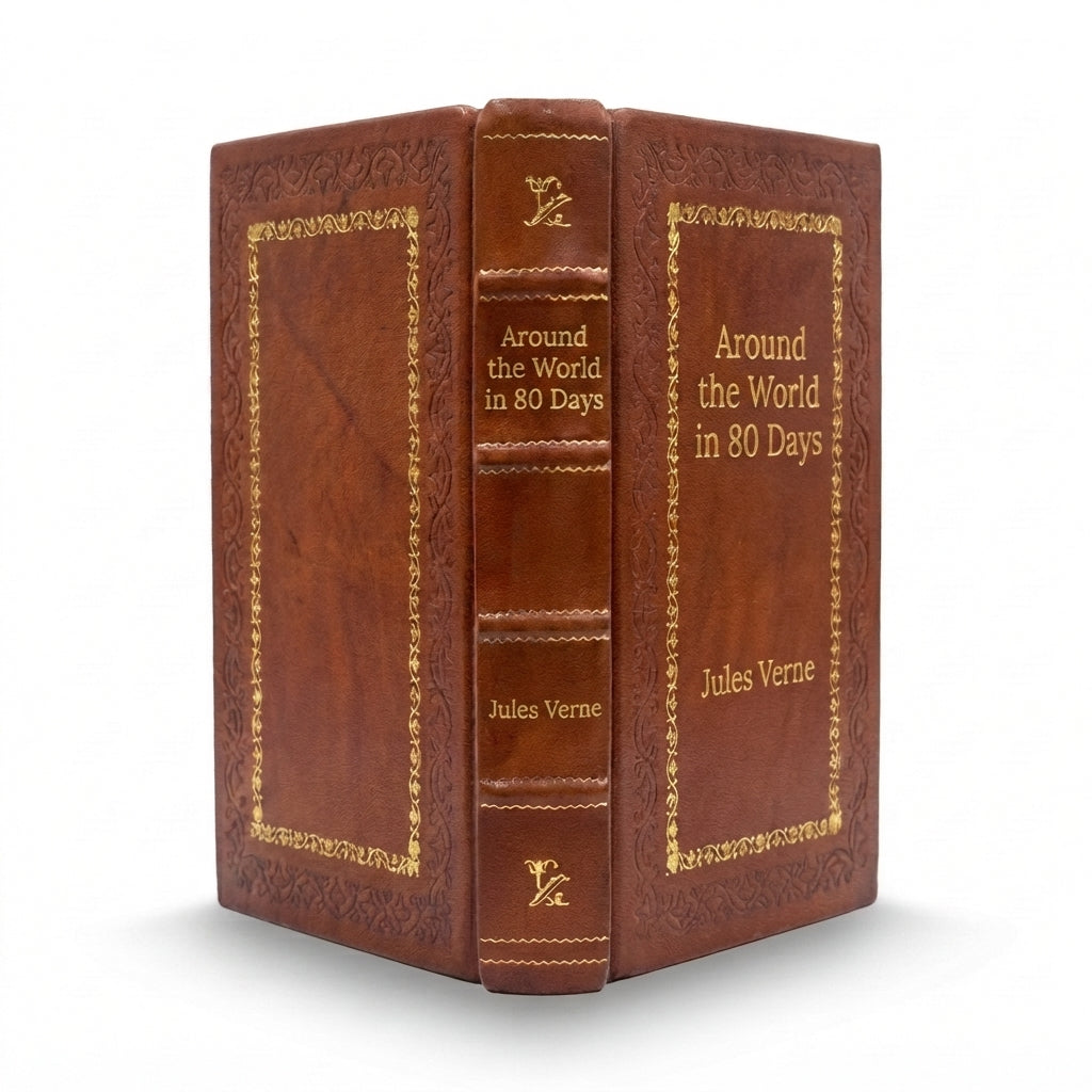 Around the World in Eighty Days by Jules Verne handcrafted leather bound edition