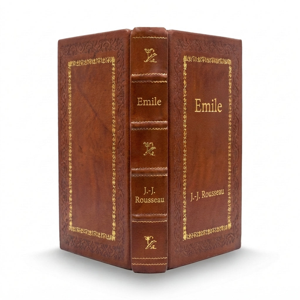 Emile by Jean-Jacques Rousseau handcrafted leather bound edition