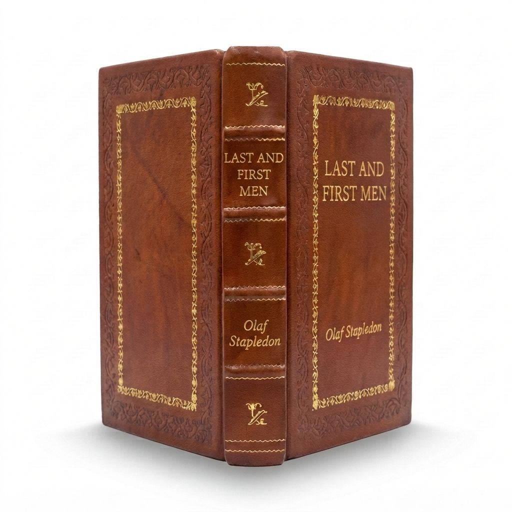 Last and First Men by Olaf Stapledon — handcrafted leather bound edition with gold embossing