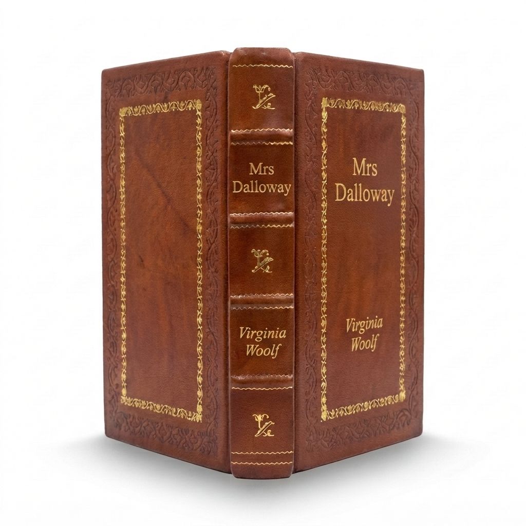 Mrs Dalloway by Virginia Woolf — handcrafted leather bound edition with gold embossing