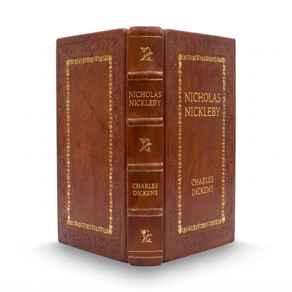 Nicholas Nickleby by Charles Dickens — handcrafted leather bound edition with gold embossing