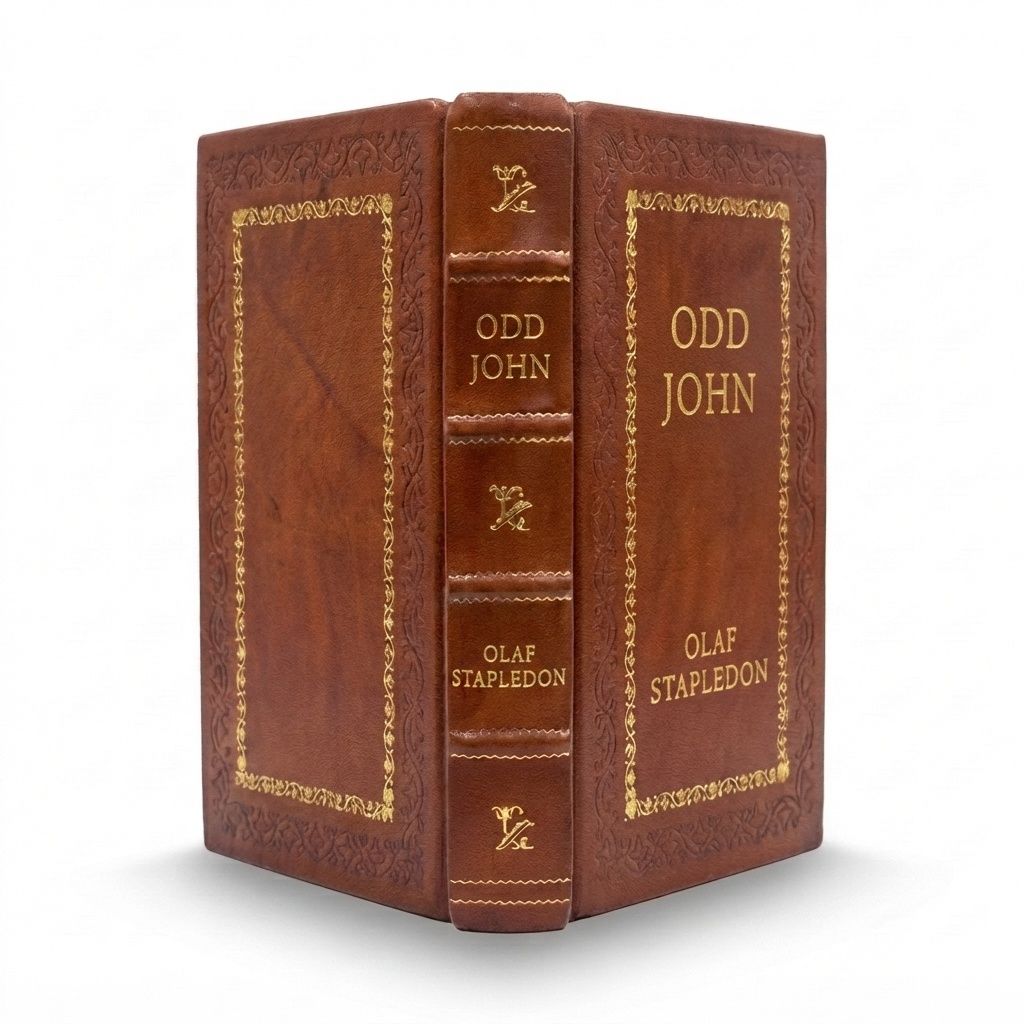 Odd John by Olaf Stapledon — handcrafted leather bound edition with gold embossing