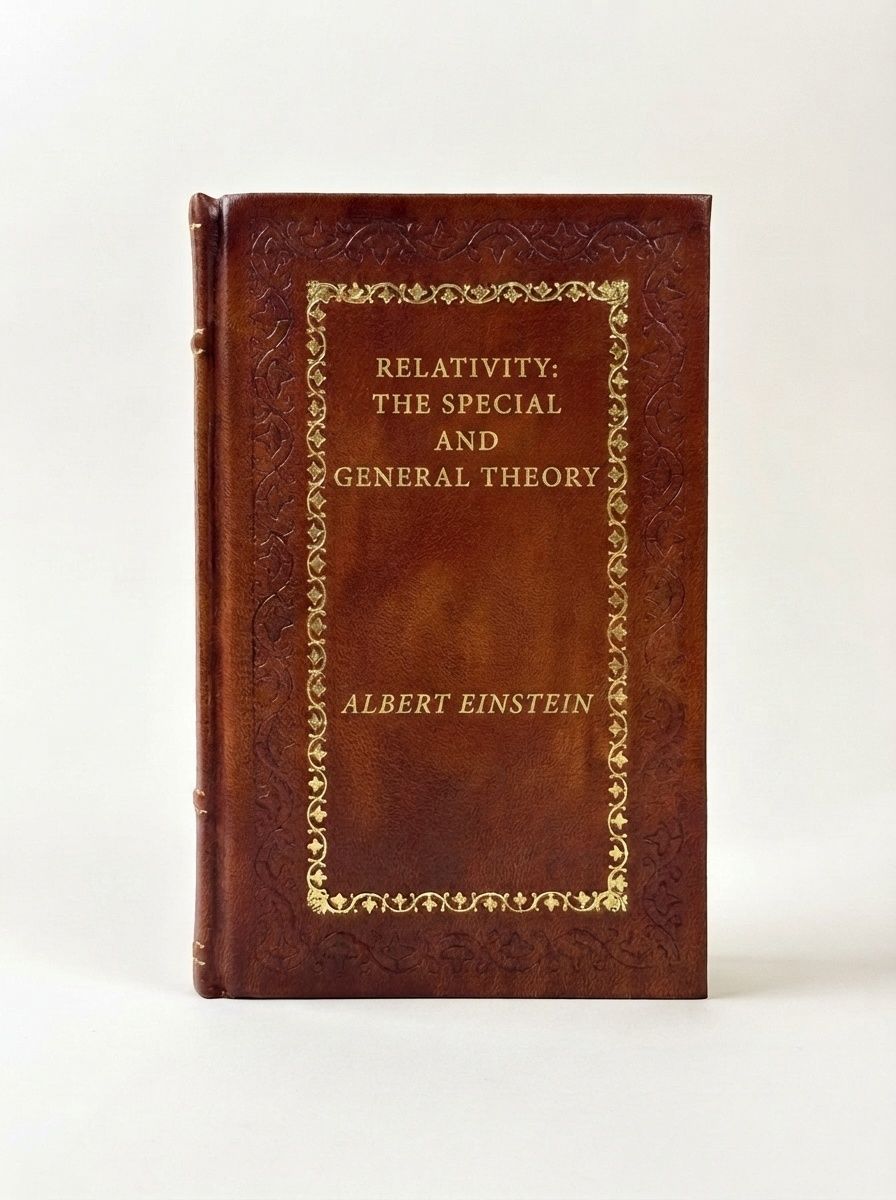 Relativity The Special and General Theory by Albert Einstein — handcrafted leather bound edition with gold embossing