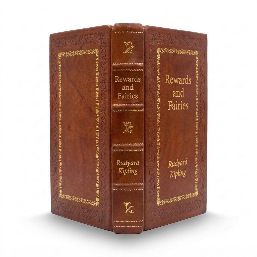 Rewards and Fairies by Rudyard Kipling — handcrafted leather bound edition with gold embossing