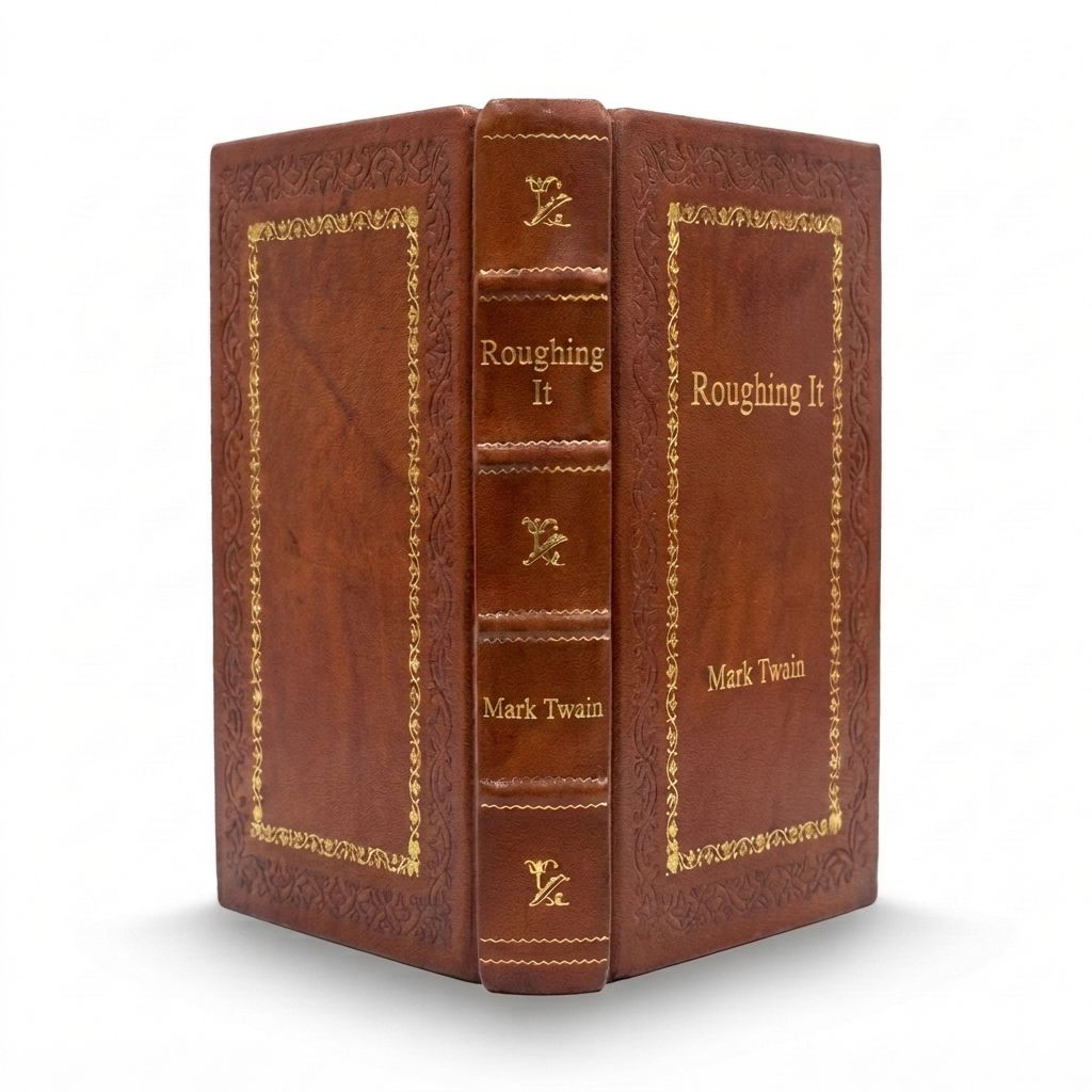 Roughing It by Mark Twain — handcrafted leather bound edition with gold embossing