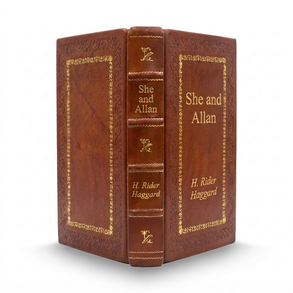 She and Allan by H. Rider Haggard — handcrafted leather bound edition with gold embossing