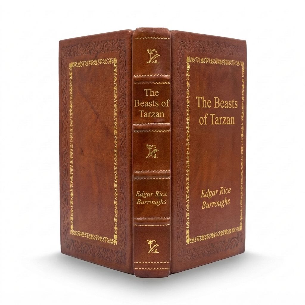 The Beasts of Tarzan by Edgar Rice Burroughs — handcrafted leather bound edition with gold embossing