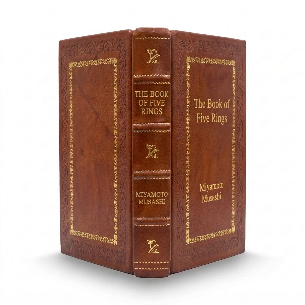 The Book of Five Rings by Miyamoto Musashi — handcrafted leather bound edition with gold embossing