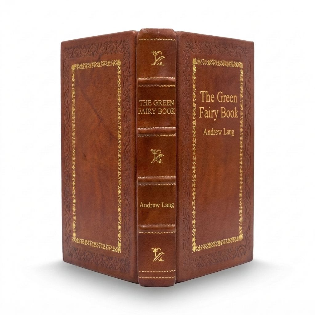 The Green Fairy Book by Andrew Lang — handcrafted leather bound edition with gold embossing
