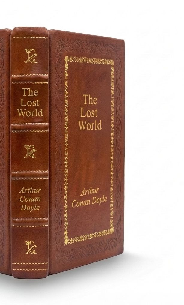The Lost World by Arthur Conan Doyle — handcrafted leather bound edition with gold embossing