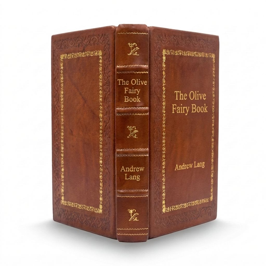 The Olive Fairy Book by Andrew Lang — handcrafted leather bound edition with gold embossing