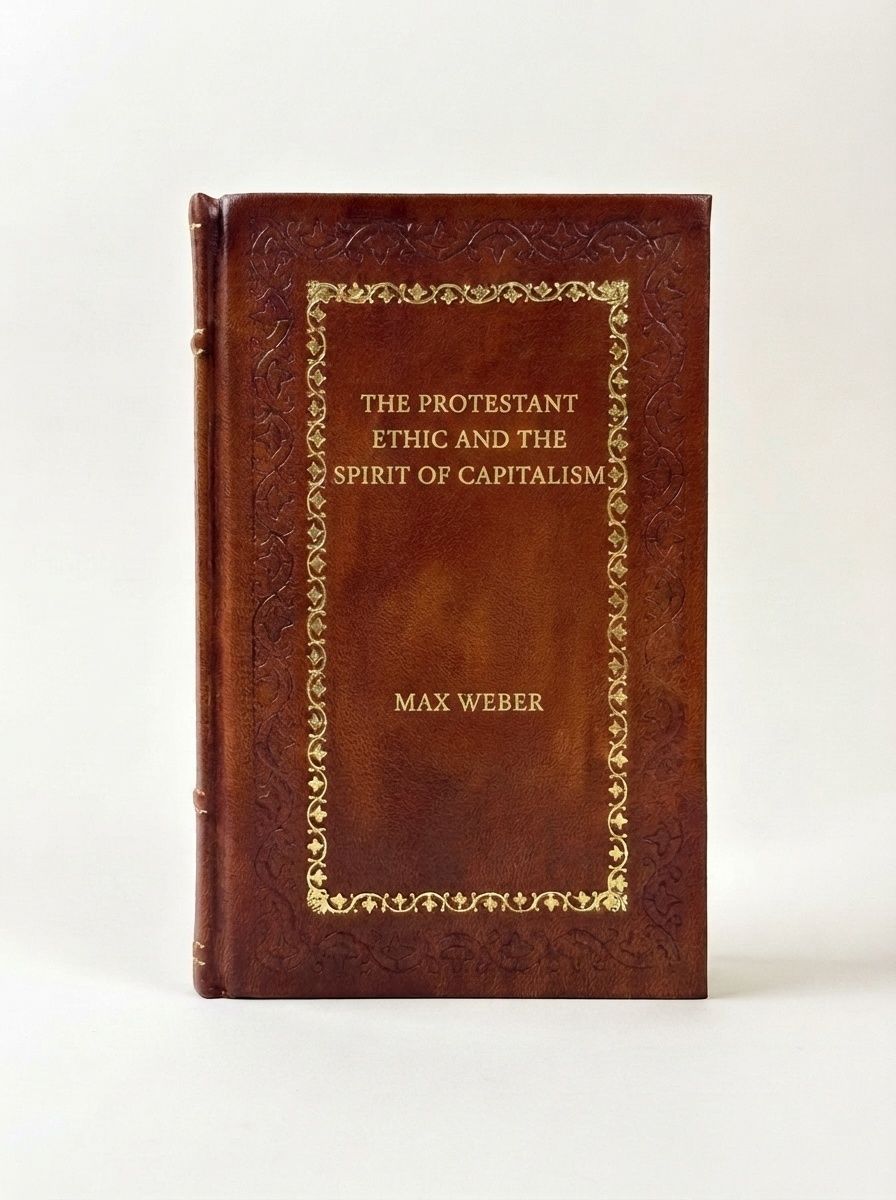 The Protestant Ethic and the Spirit of Capitalism by Max Weber — handcrafted leather bound edition with gold embossing