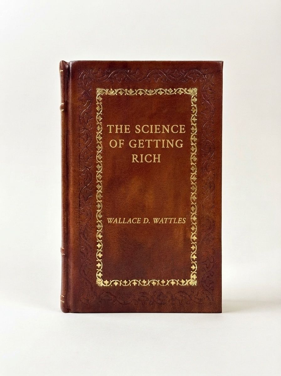 The Science of Getting Rich by Wallace D. Wattles — handcrafted leather bound edition with gold embossing
