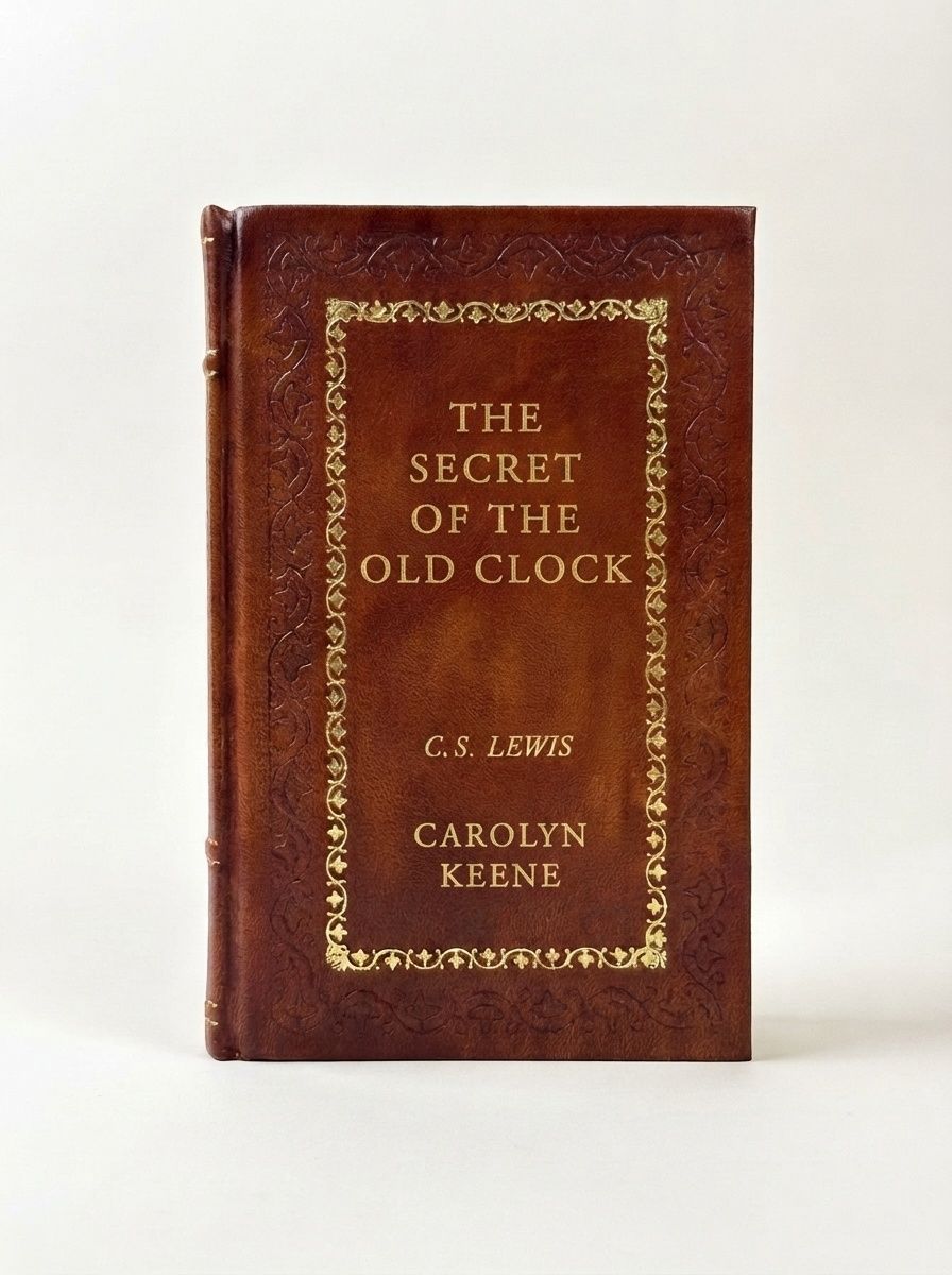 The Secret of the Old Clock by Carolyn Keene — handcrafted leather bound edition with gold embossing