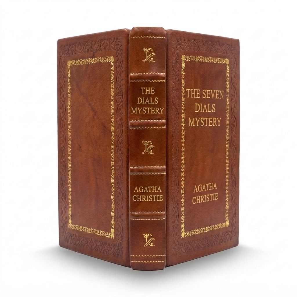 The Seven Dials Mystery by Agatha Christie — handcrafted leather bound edition with gold embossing