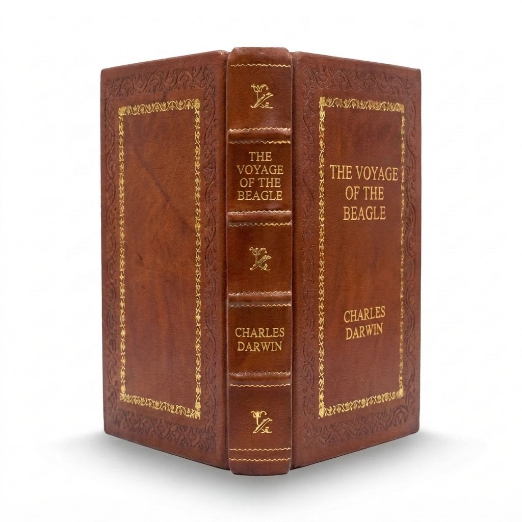 The Voyage of the Beagle by Charles Darwin — handcrafted leather bound edition with gold embossing