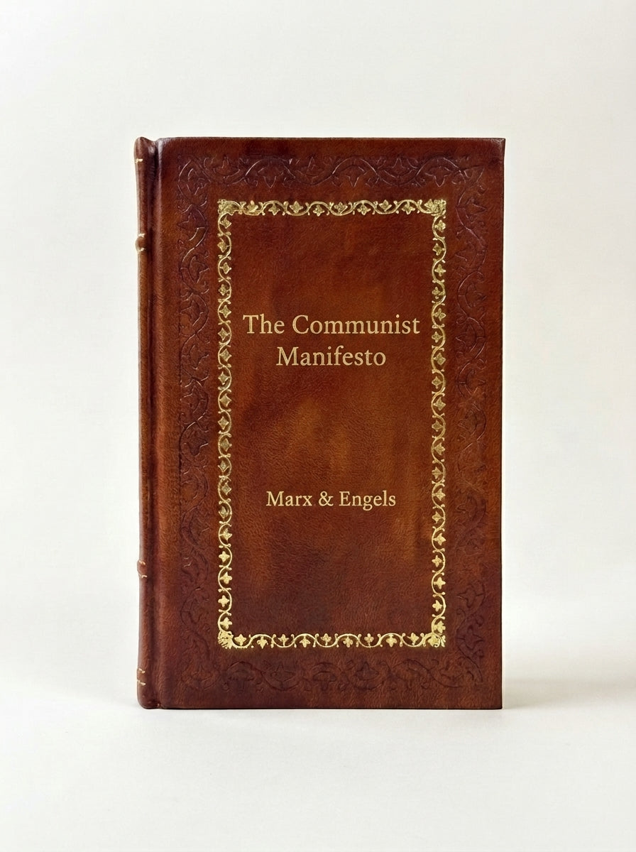 The Communist Manifesto by Karl Marx & Friedrich Engels handcrafted leather bound edition