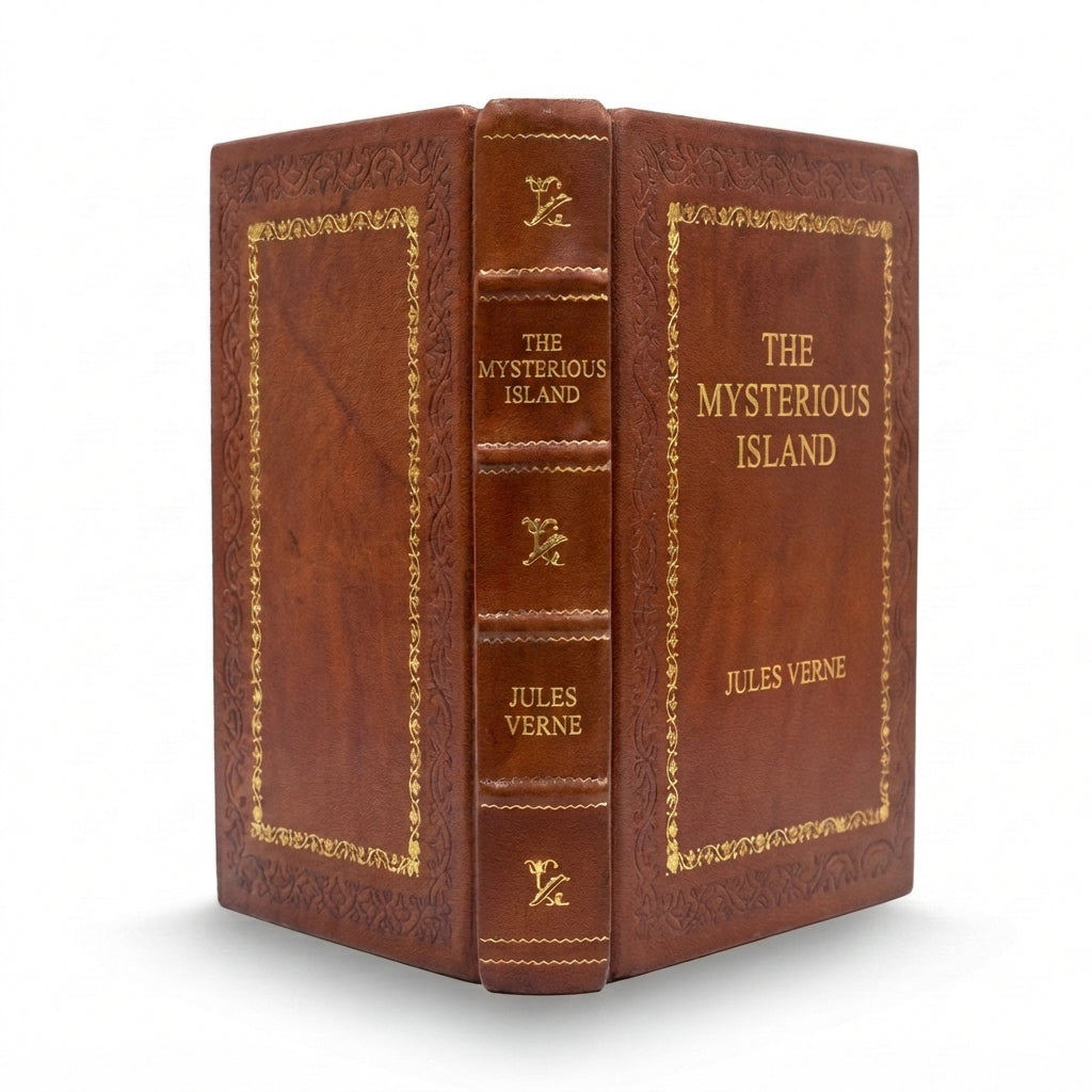 The Mysterious Island by Jules Verne handcrafted leather bound edition