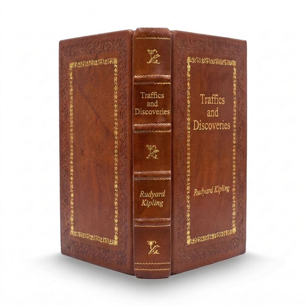 Traffics and Discoveries by Rudyard Kipling — handcrafted leather bound edition with gold embossing