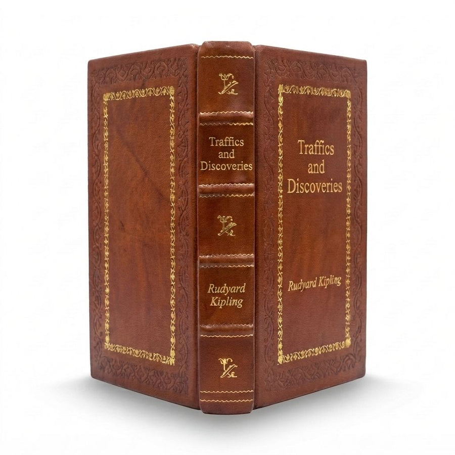 Traffics and Discoveries by Rudyard Kipling — handcrafted leather bound edition with gold embossing