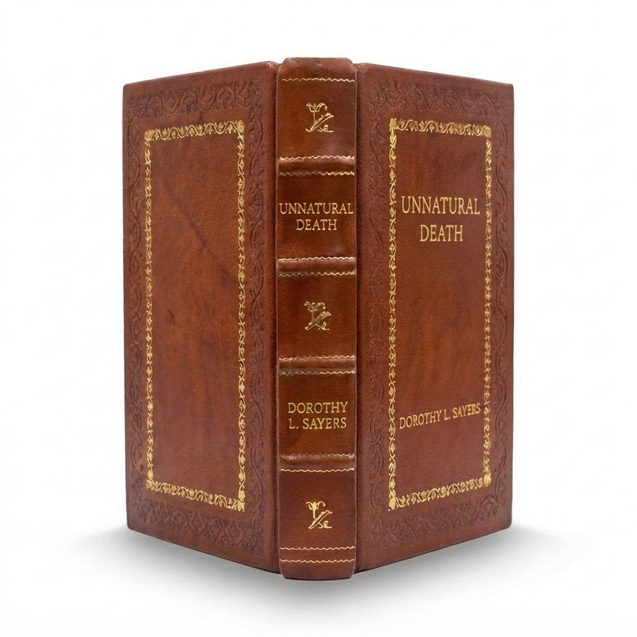 Unnatural Death by Dorothy L. Sayers — handcrafted leather bound edition with gold embossing