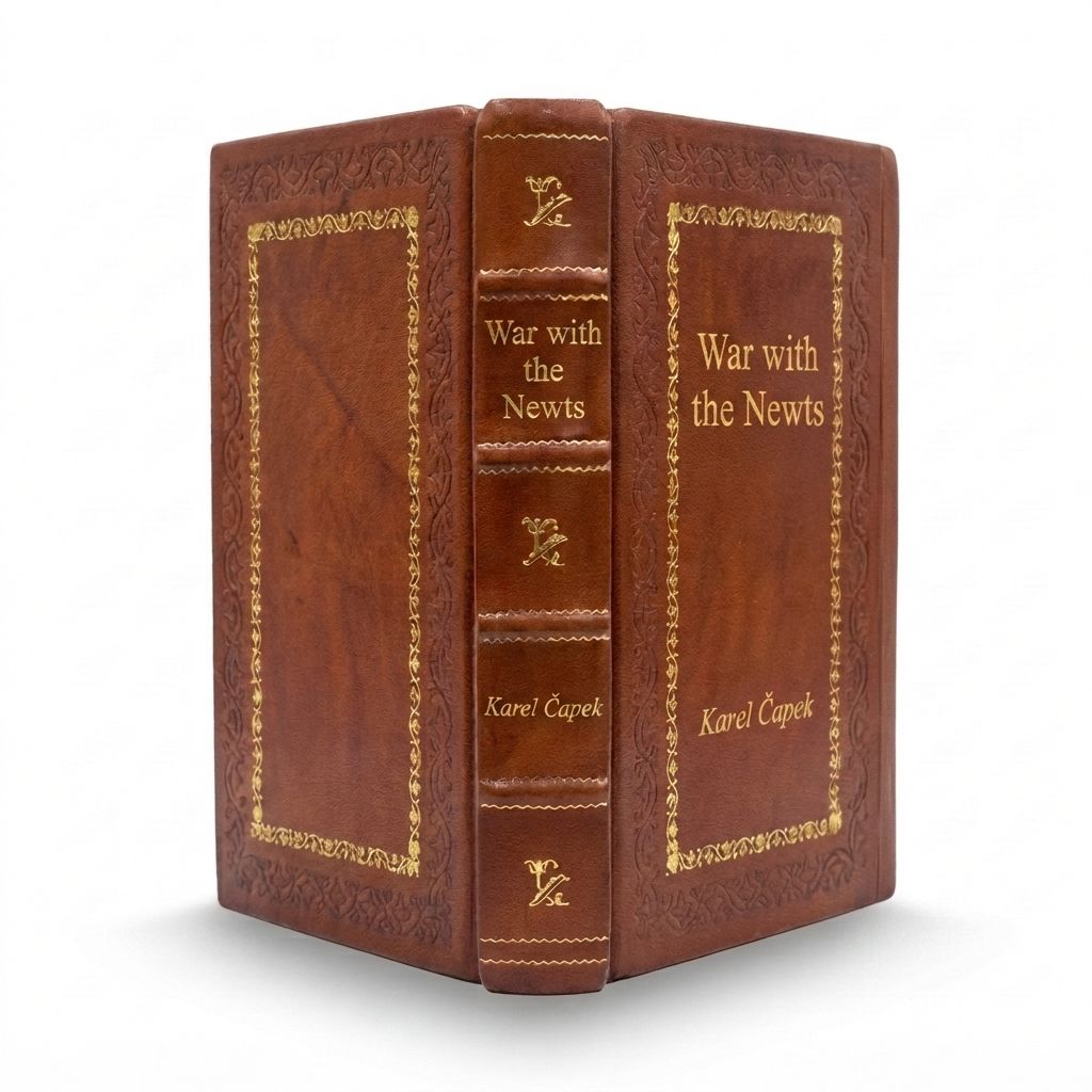 War with the Newts by Karel Čapek — handcrafted leather bound edition with gold embossing