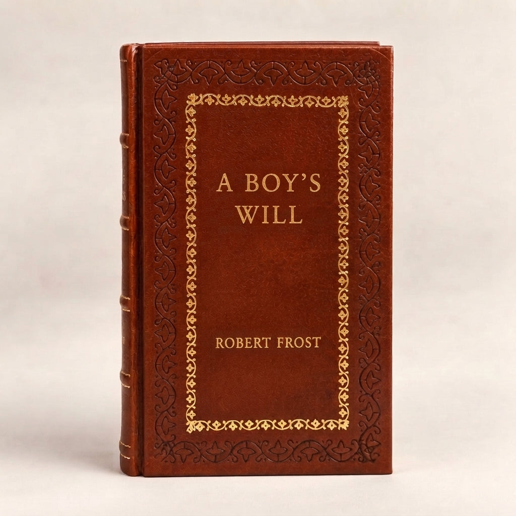 A Boy's Will by Robert Frost leather-bound edition with gold-tone foil spine