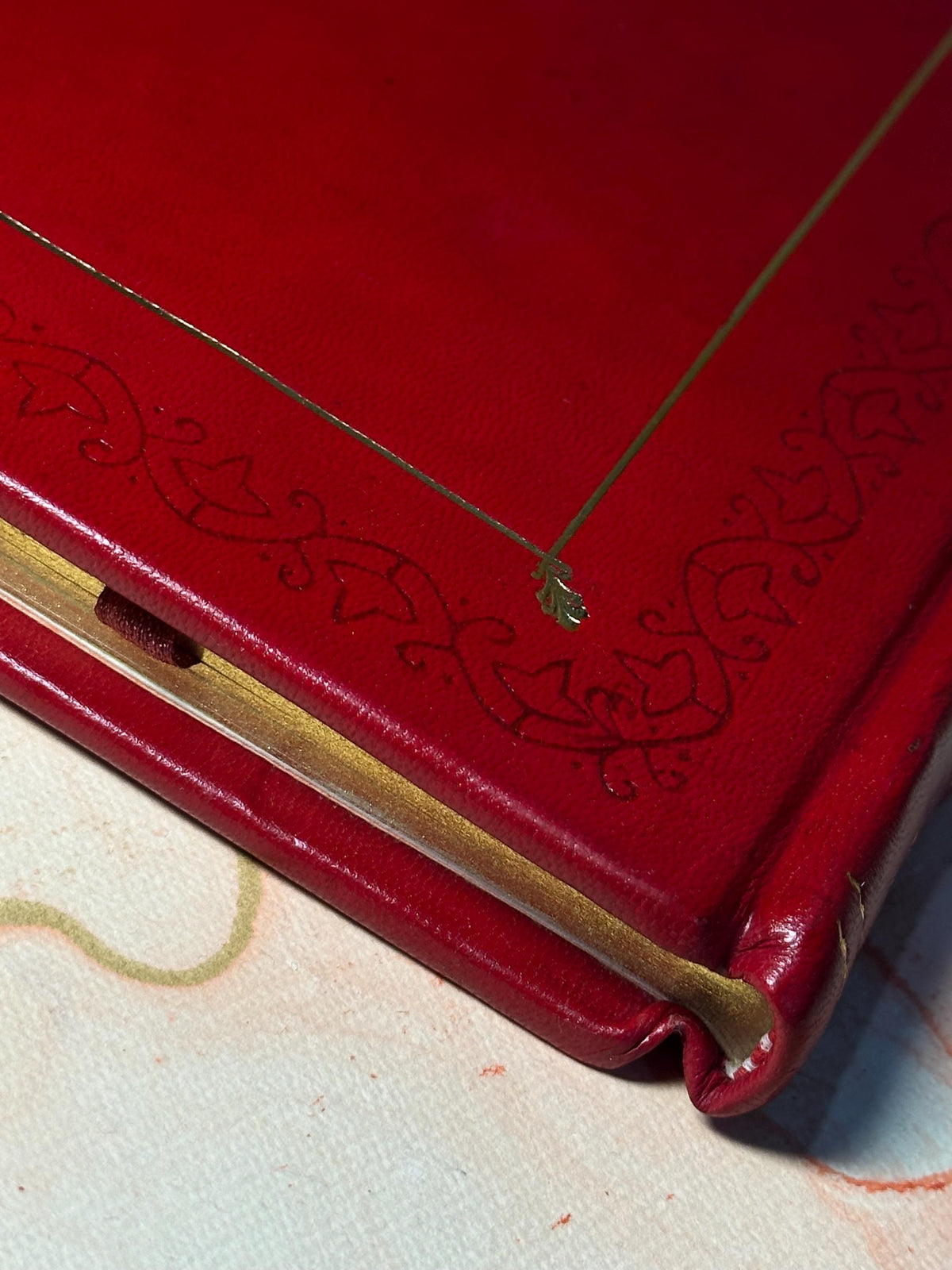 A Christmas Carol By Charles Dickens, Red Leather Bound  with Gold Edges