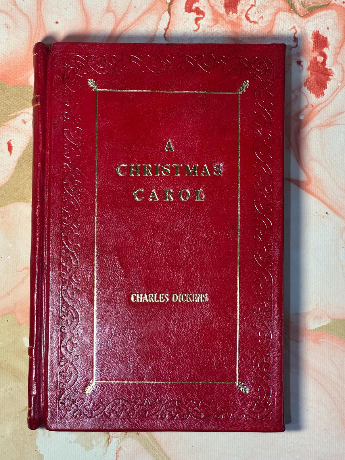 A Christmas Carol By Charles Dickens, Red Leather Bound  with Gold Edges