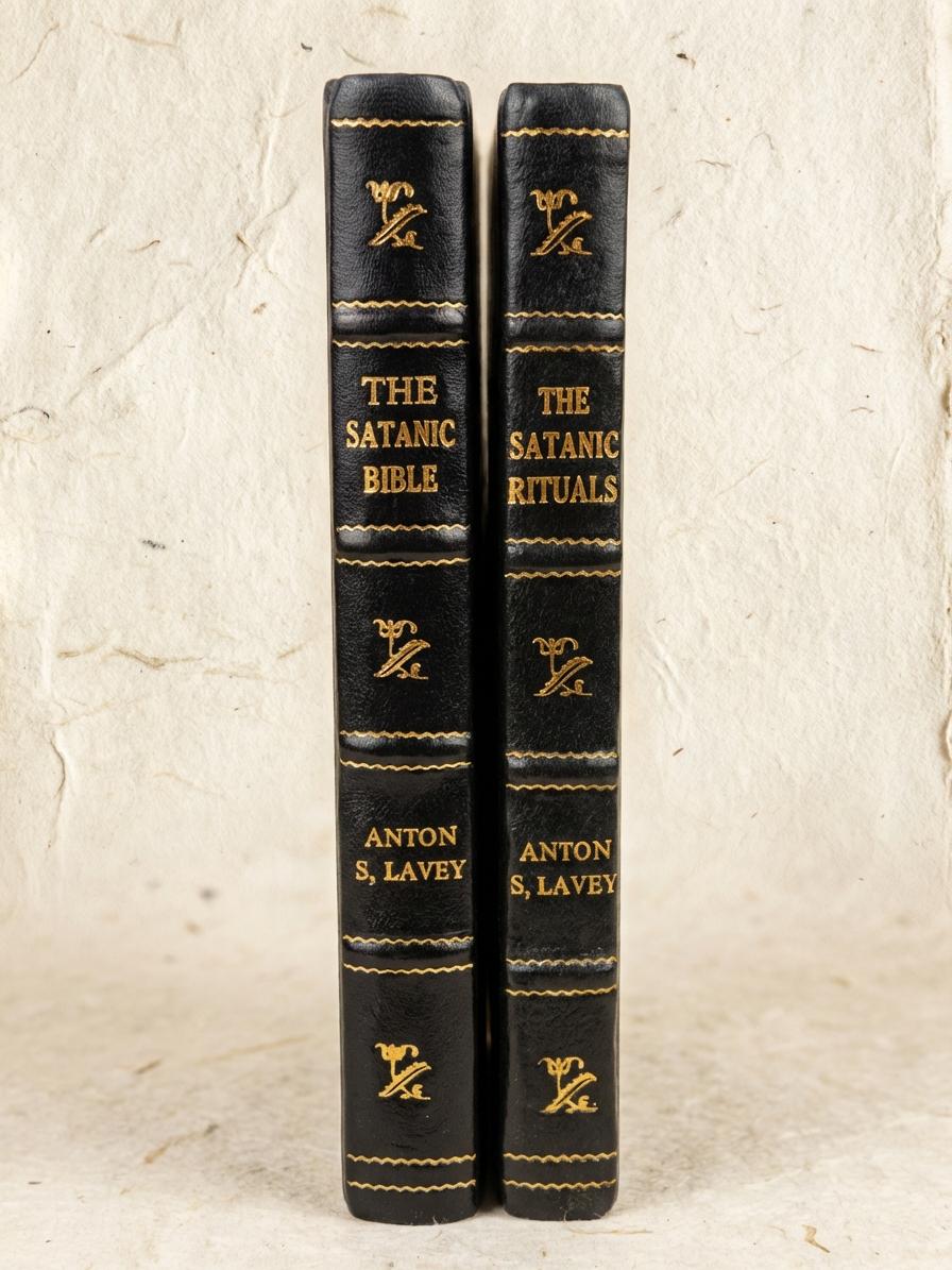 Leather Bound Satanic Bible & Rituals Set - Anton LaVey Rebound