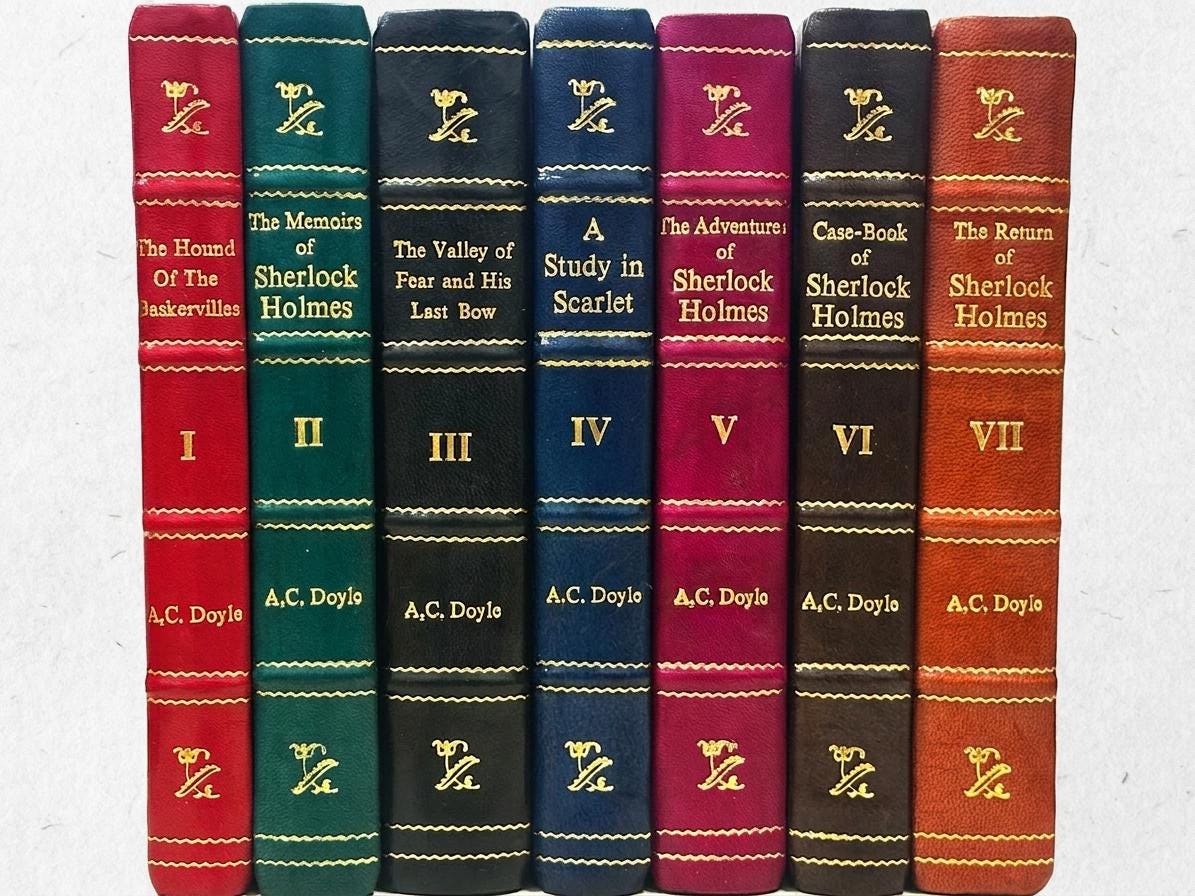 Sherlock Holmes 7 Books Leather Bound Set A.C. Doyle Collection