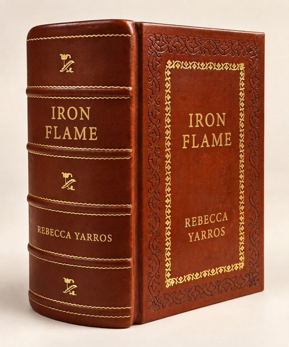 Iron Flame by Rebecca Yarros leather-bound edition with gold-tone foil spine