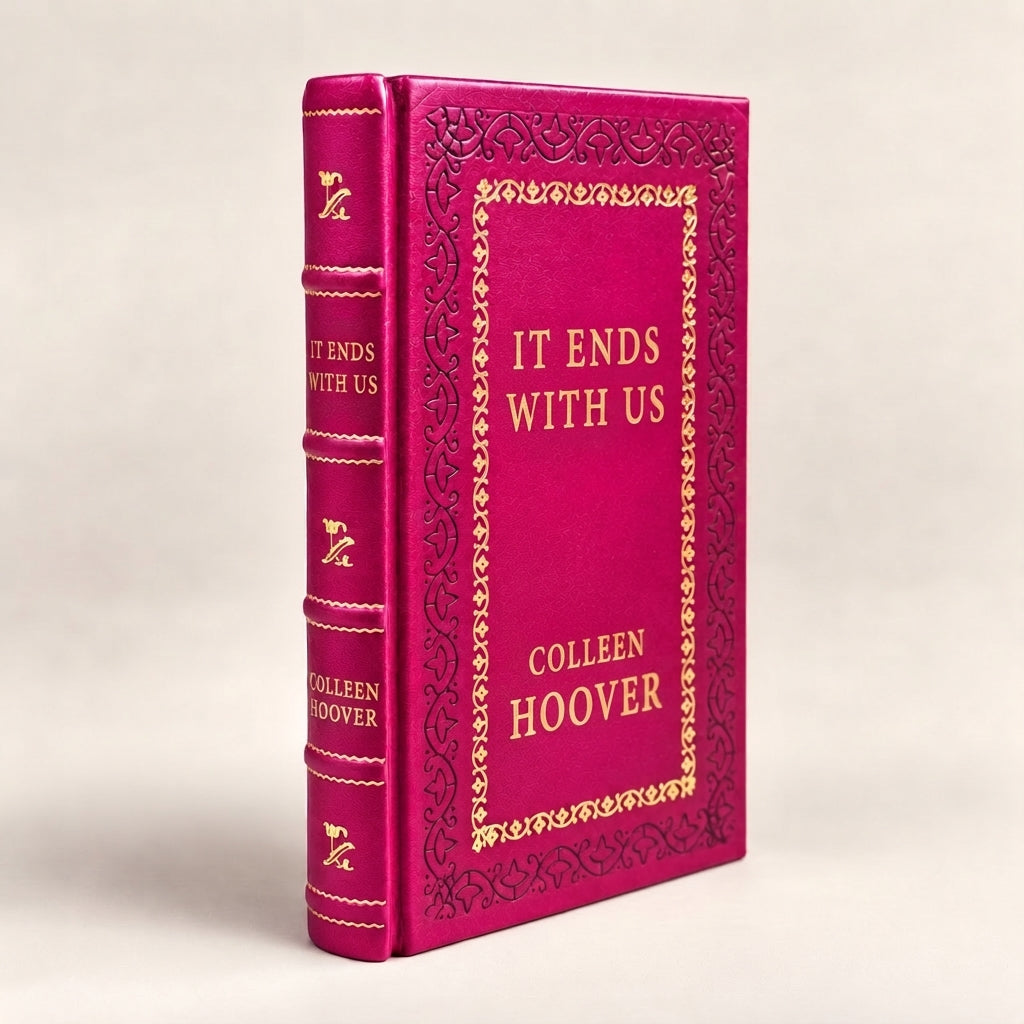 It Ends with Us by Colleen Hoover leather-bound edition with gold-tone foil spine