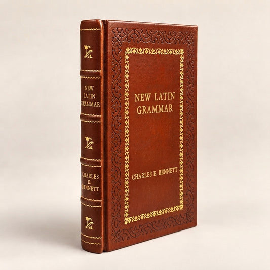 New Latin Grammar by Charles E. Bennett leather-bound edition with gold-tone foil spine