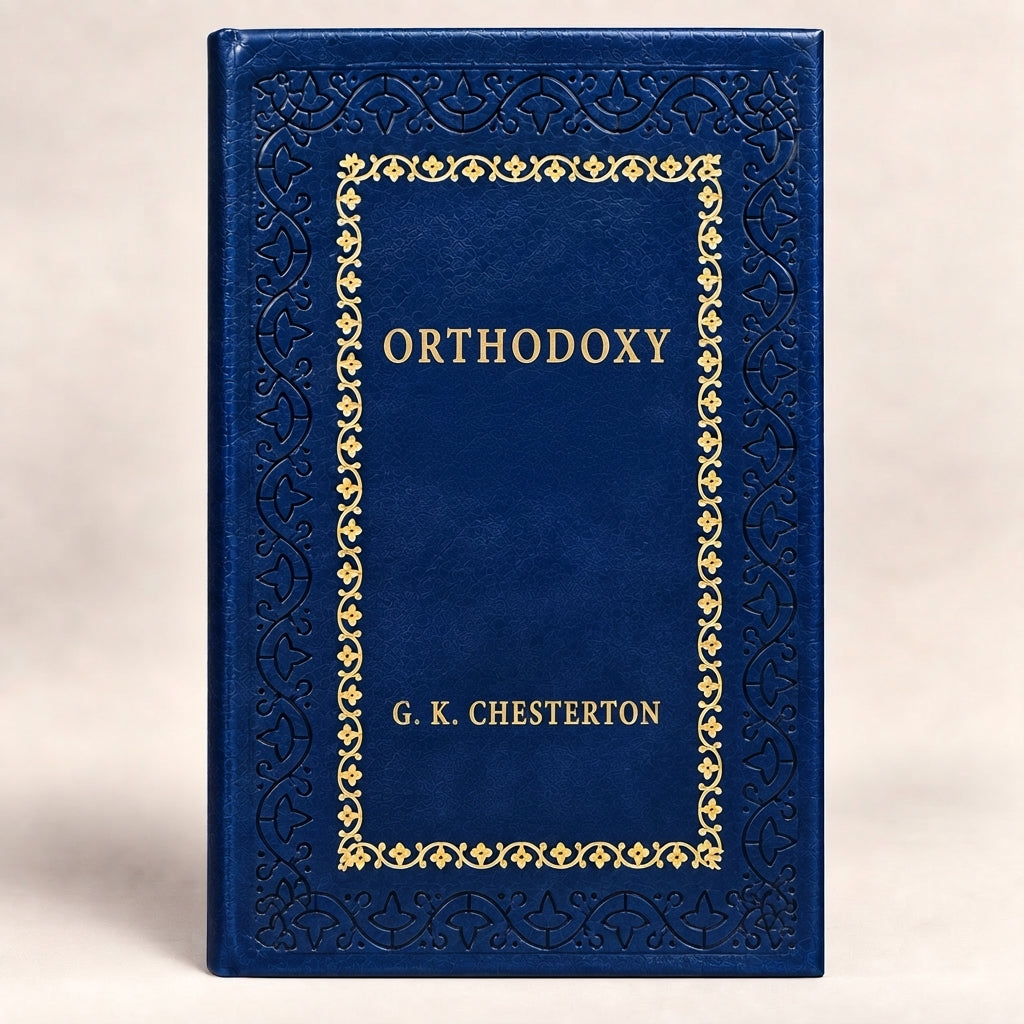 Orthodoxy by G. K. Chesterton leather-bound edition with gold-tone foil spine