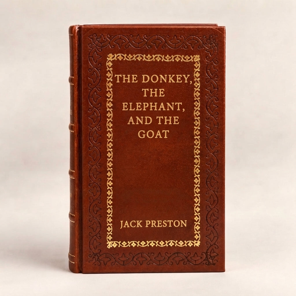 The Donkey, the Elephant, and the Goat by Jack Preston leather-bound edition with gold-tone foil spine