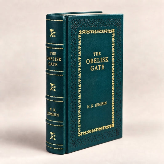 The Obelisk Gate by N. K. Jemisin leather-bound edition with gold-tone foil spine
