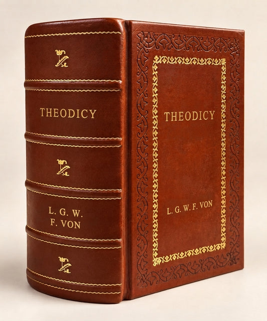 Theodicy by Gottfried Wilhelm Leibniz leather-bound edition with gold-tone foil spine