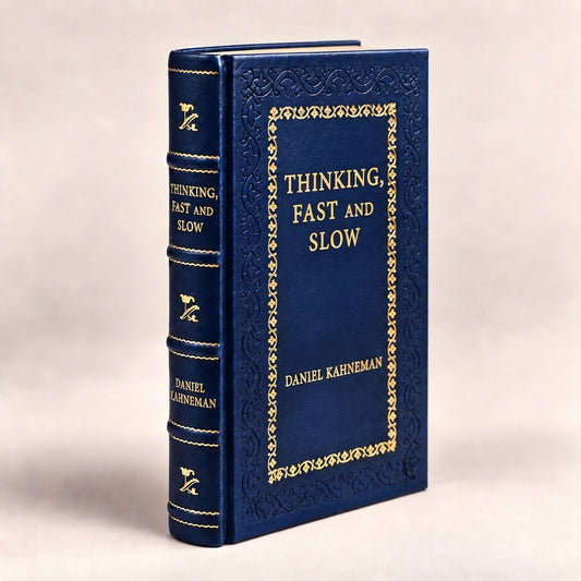 Thinking, Fast and Slow by Daniel Kahneman leather-bound edition with gold-tone foil spine